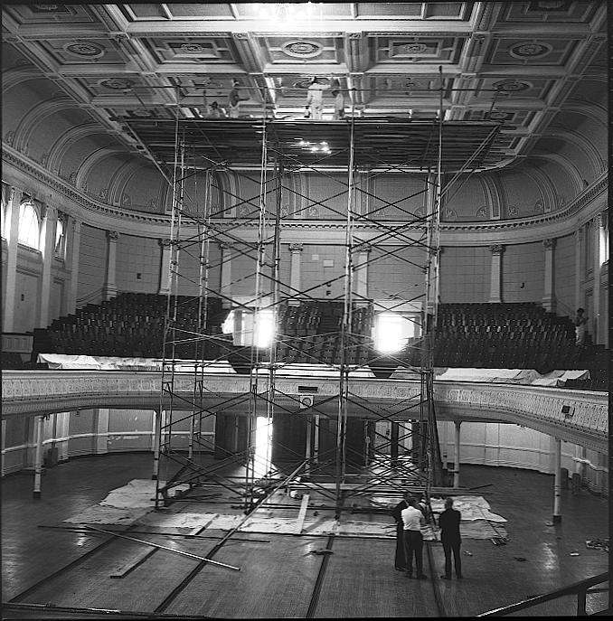 c. Town Hall, Painting interior and showing scaffolding