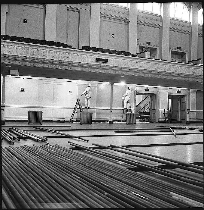 i. Town Hall, Painting interior and showing scaffolding