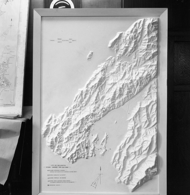 c. Photos of Contour Map and plans, Wgtn storm damage 10/4/68