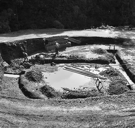 b. Elevated view of construction site, Construction of Reservoir, Newlands