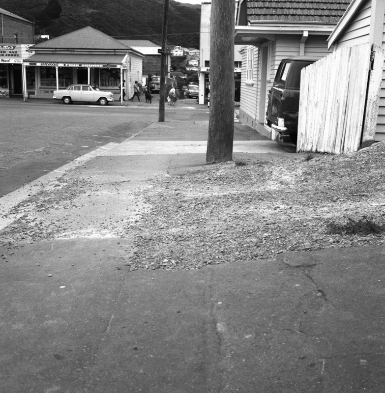 c. State of footpath, New Library, Main Rd, Karori