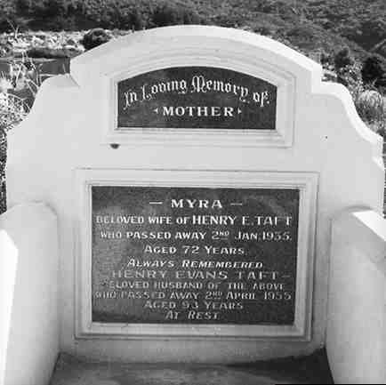 c. Headstone for Myra and Henry Taft