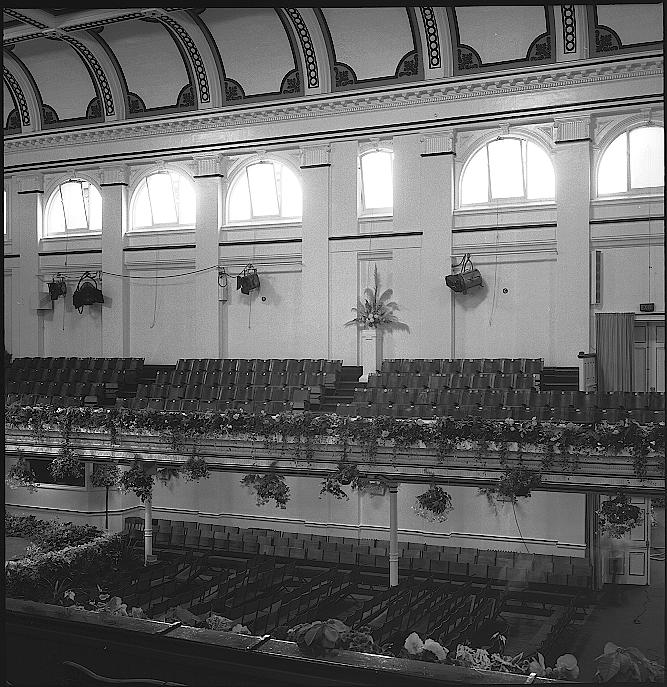 c. Interior of Town Hall, showing position of spotlights on walls
