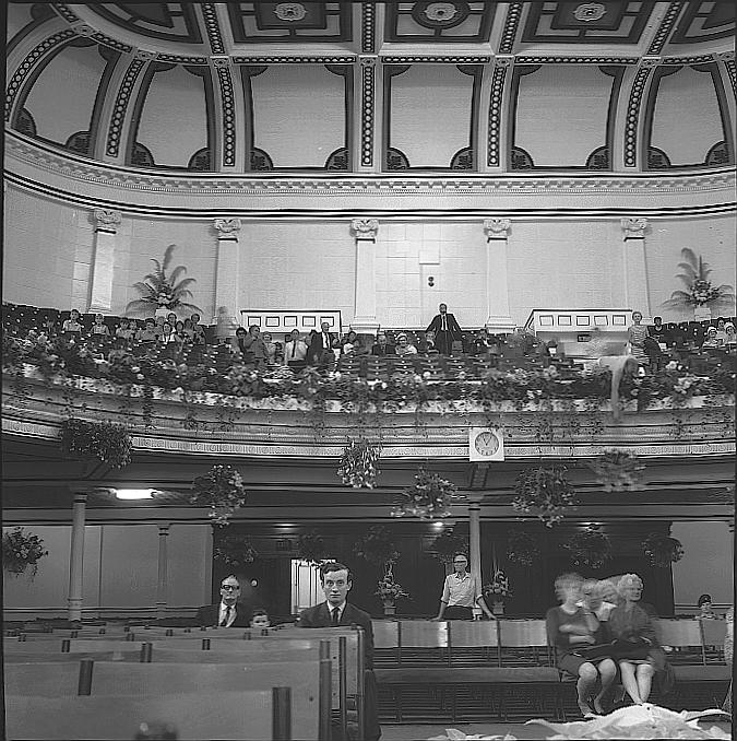 d. Interior of Town Hall, showing position of spotlights on walls