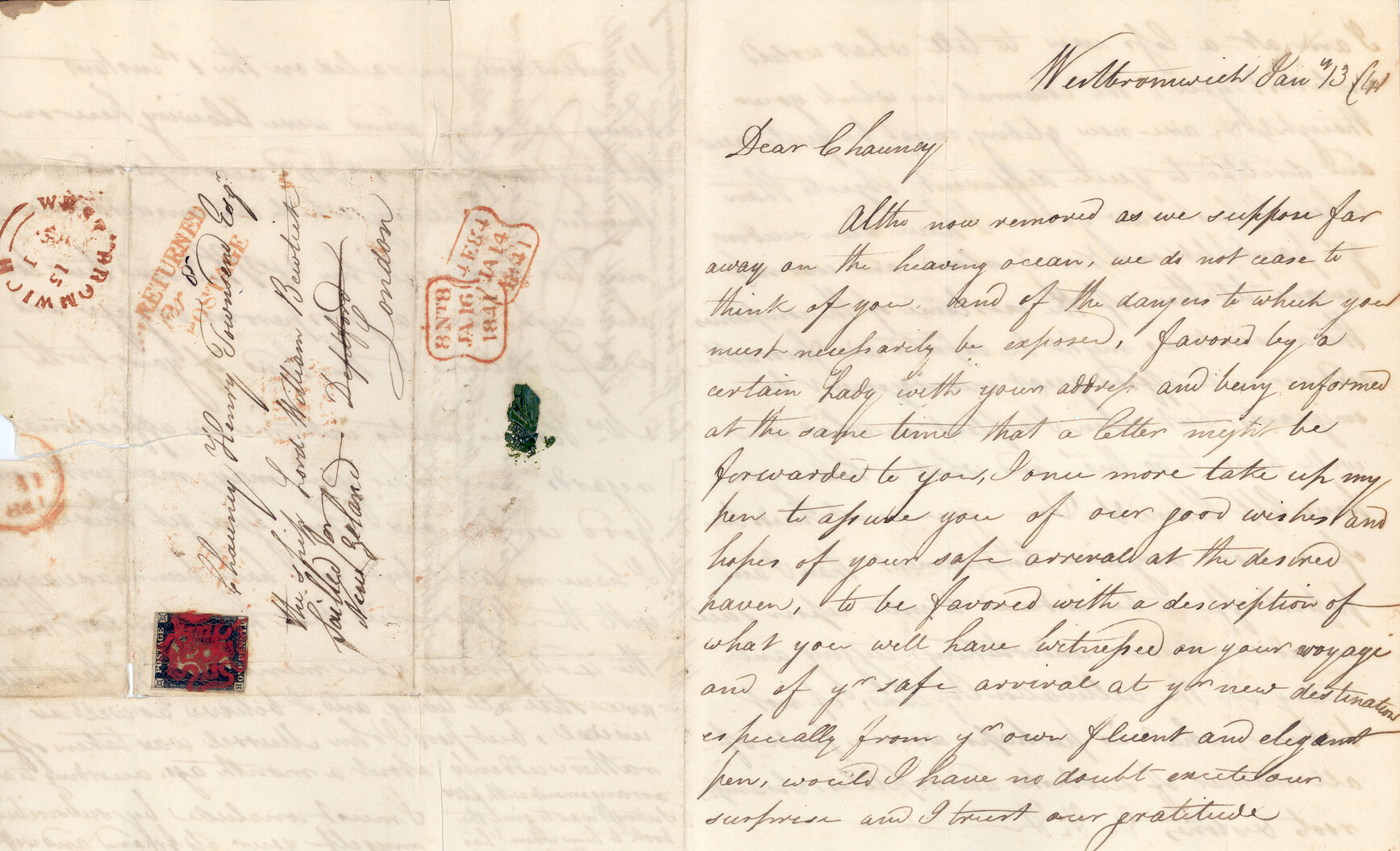 Letter from James Marsh to Chauncey Townsend (and dead letter advice)