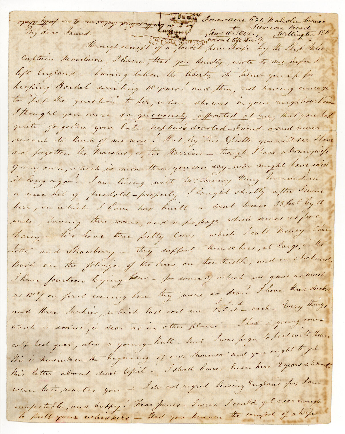 Letter from Chauncey Townsend to James Marsh
