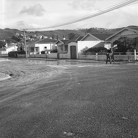 a.Moselle Street, Island Bay, clean up of debris and mud after surface flooding