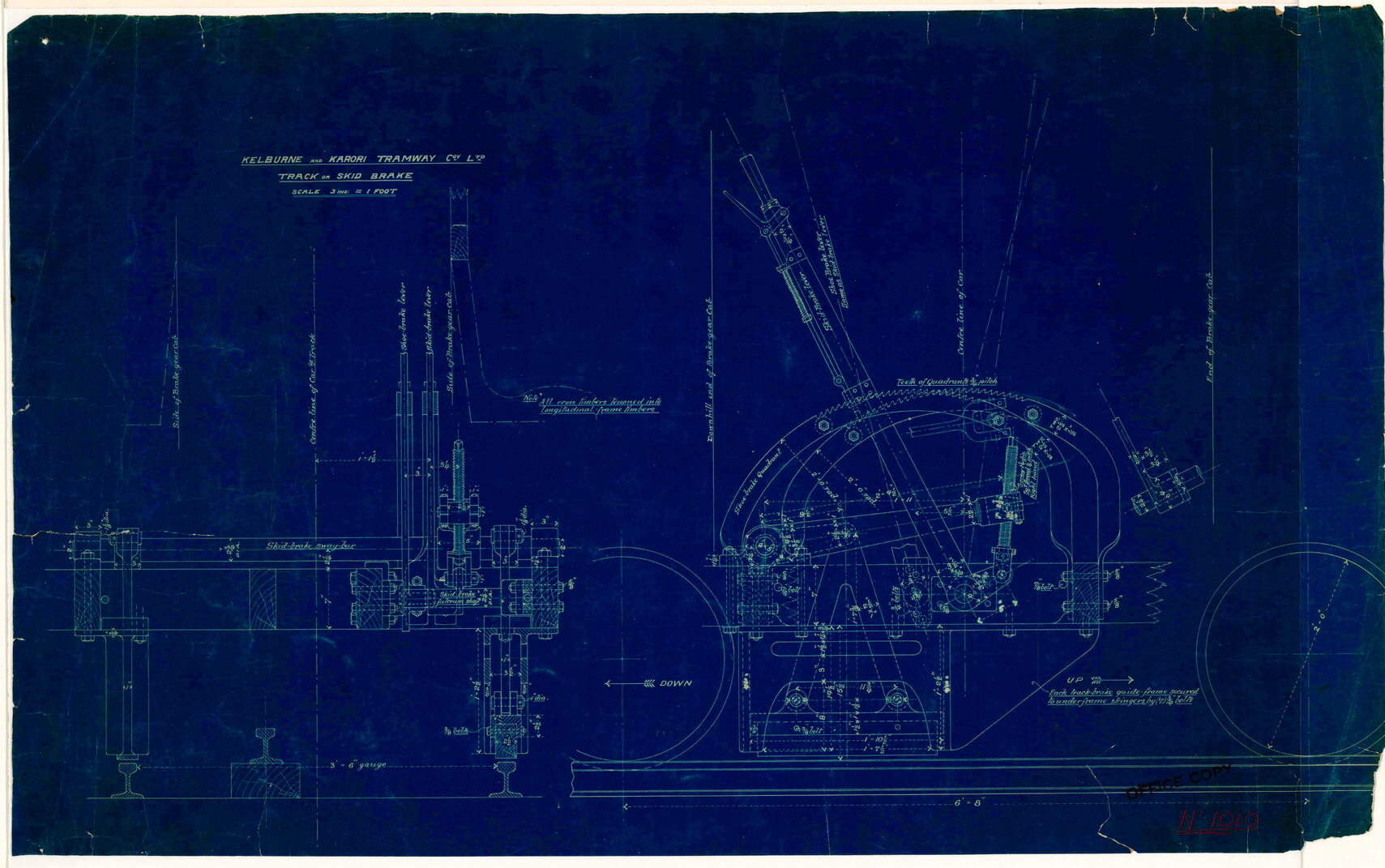 Kelburn Cable Car, track or skid brake