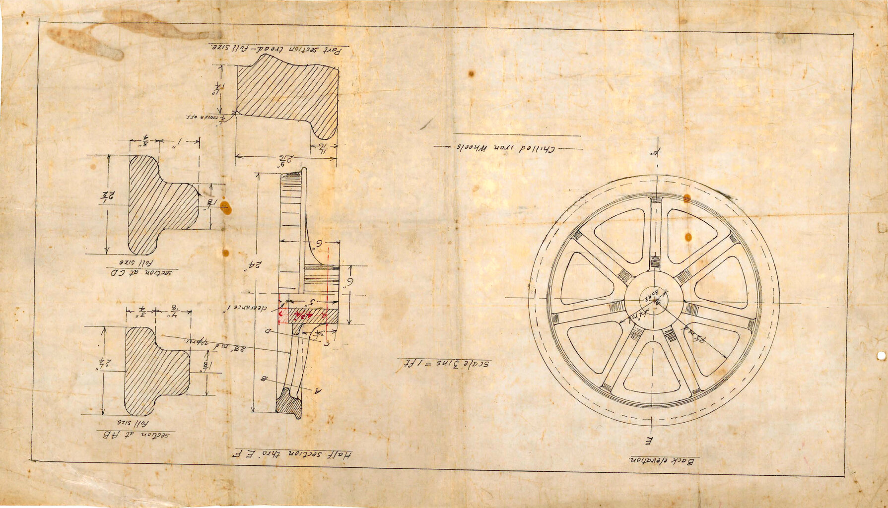 Kelburn Cable Car, chilled iron wheels, details