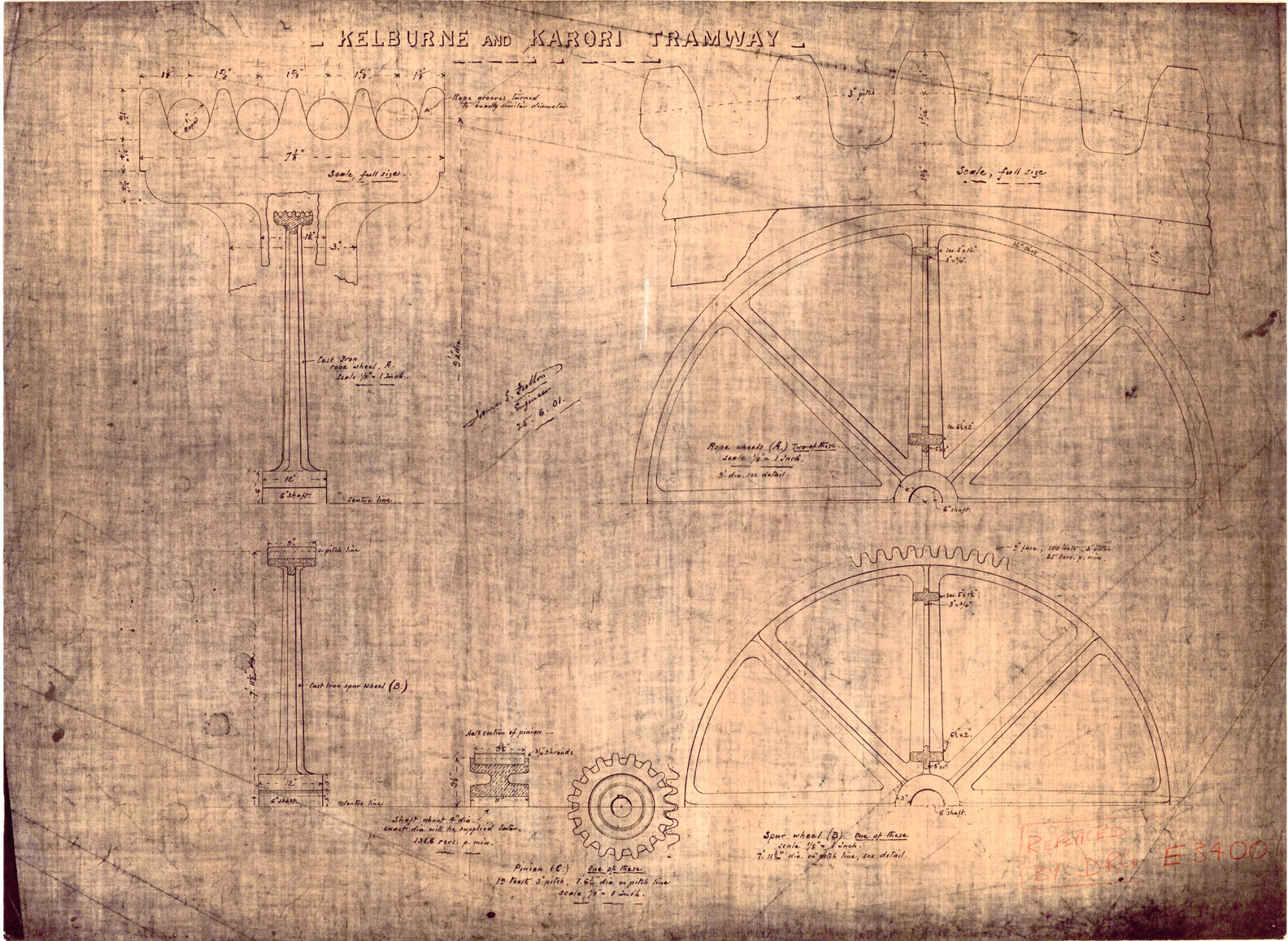 Kelburn Cable Car, details of spurs and pinions