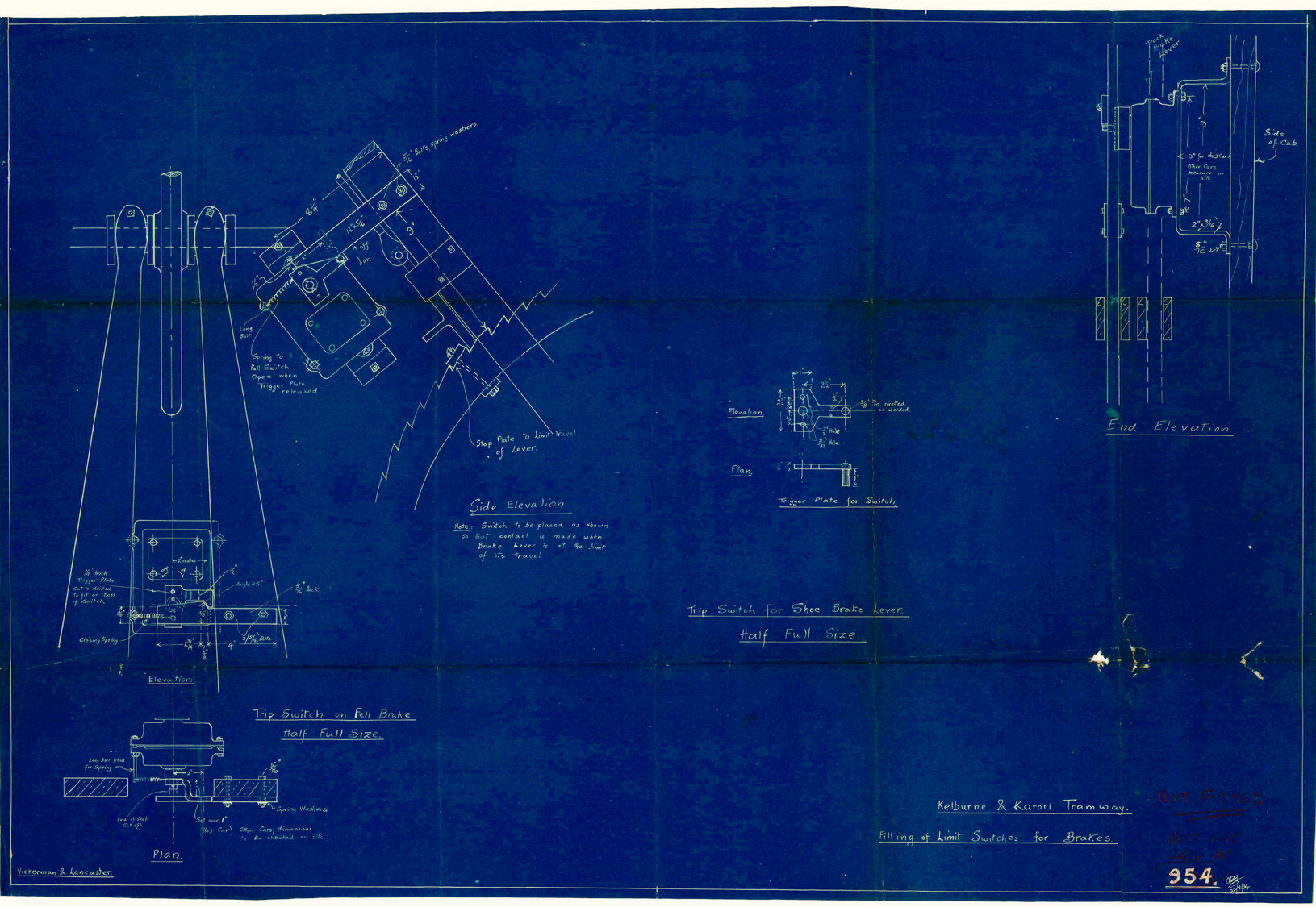 Kelburn Cable Car, fitting of limit switches for brakes