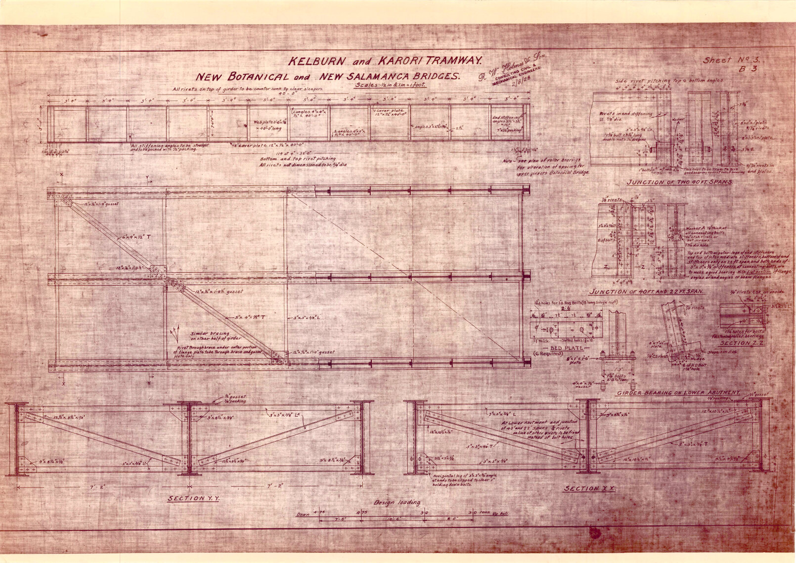 Kelburn Cable Car, new Salamanca bridge, Sheet 3, bridge details