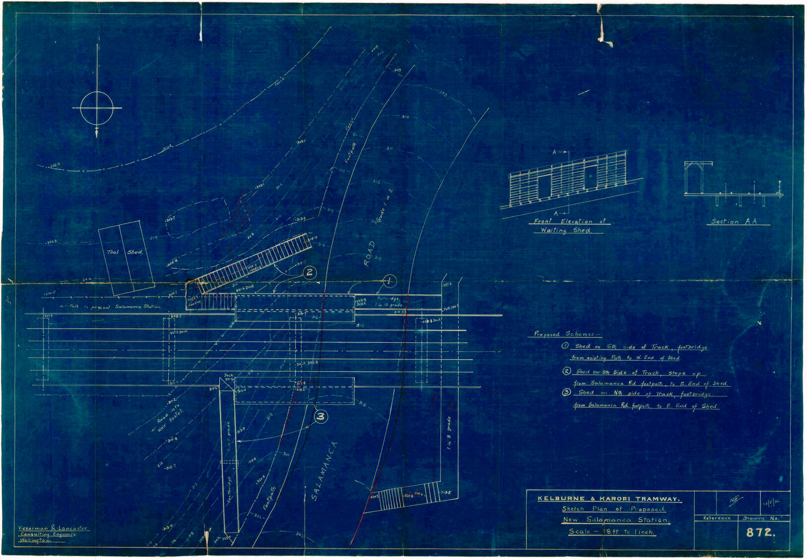 Kelburn Cable Car, sketch plan, proposed new Salamanca Station