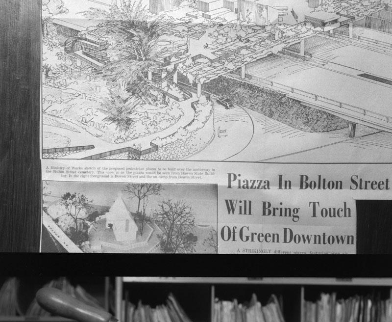 c. Copy of drawing proposed Bolton Street piazza [newspaper clipping]