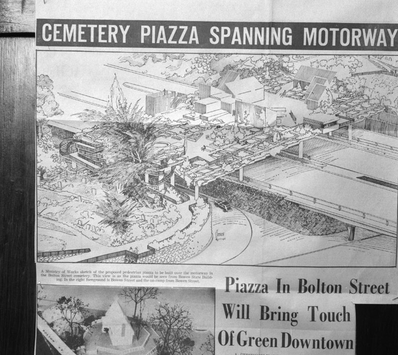 d. Copy of drawing proposed Bolton Street piazza [newspaper clipping]