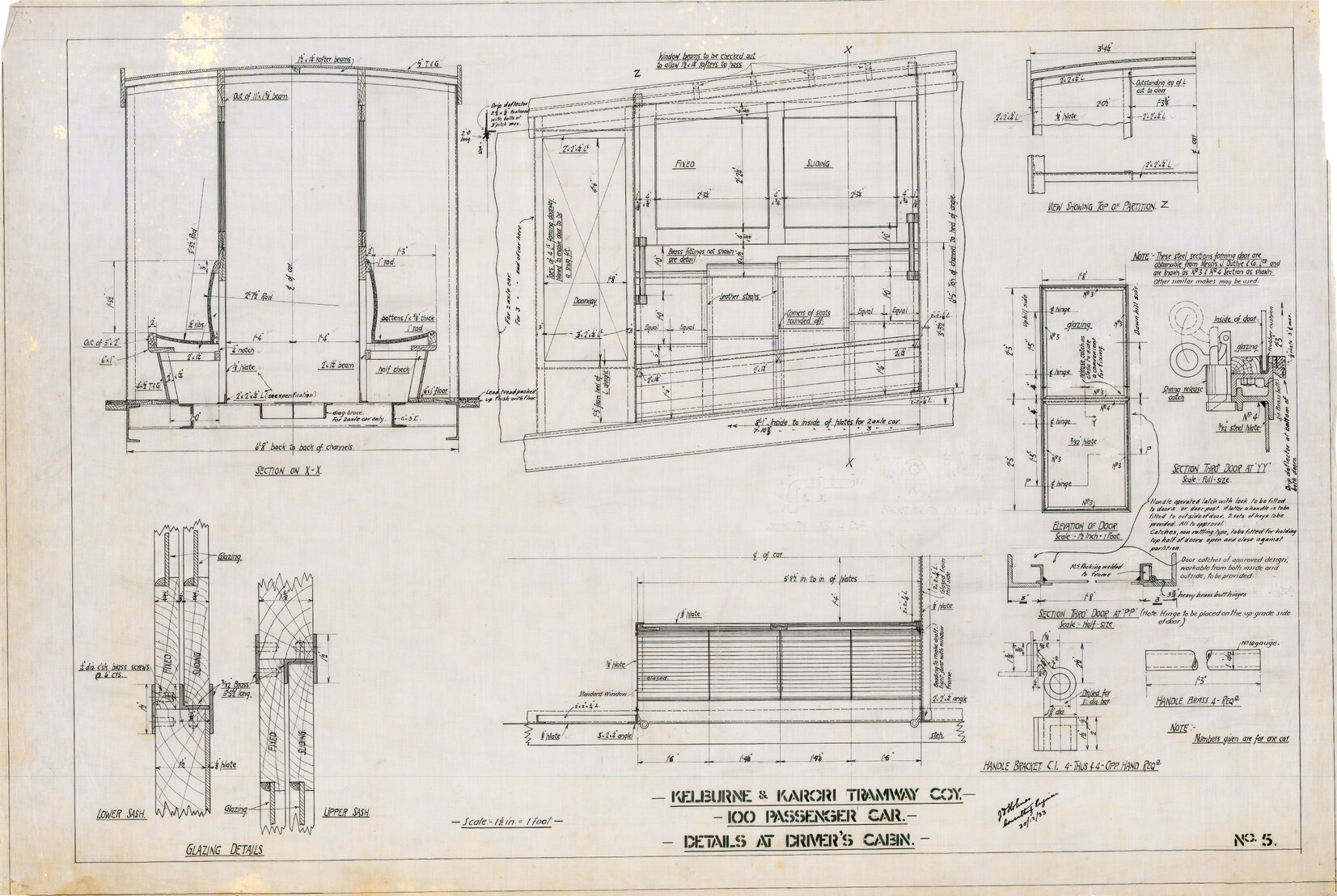Kelburn Cable Car, 100 passenger car, Sheet 5, details at drivers cabin