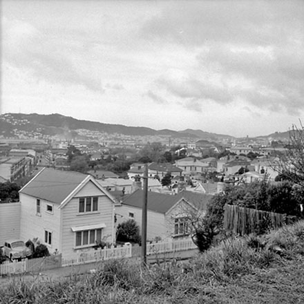 b. Elevated view from Hobson Street, of Thorndon Quay