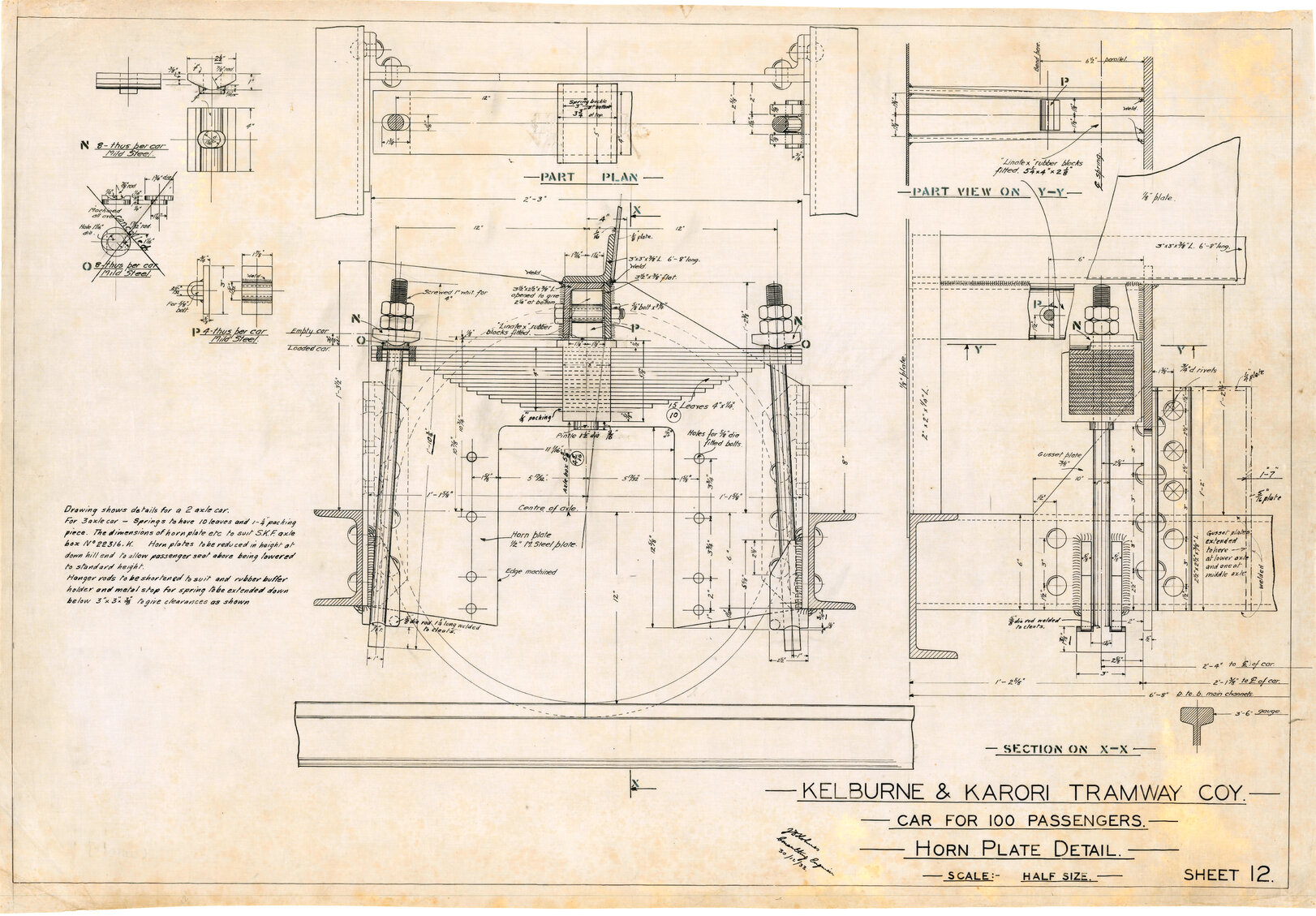 Kelburn Cable Car, 100 passenger car, Sheet 12, horn plate detail