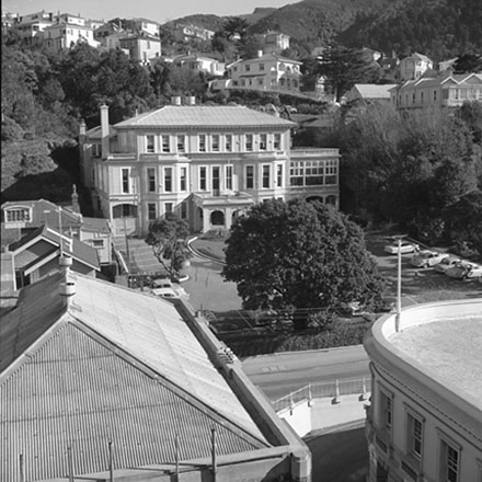 g. Aurora Terrace, a three storey wooden building, the Wellington Club