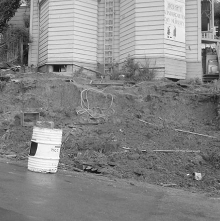 f. Collapsed wall/slip, MacDonald Crescent