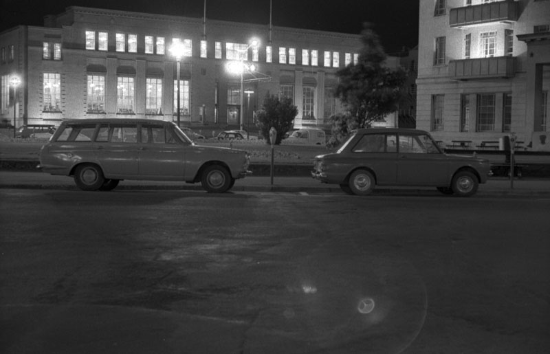h. Civic Square at night, approx 8pm
