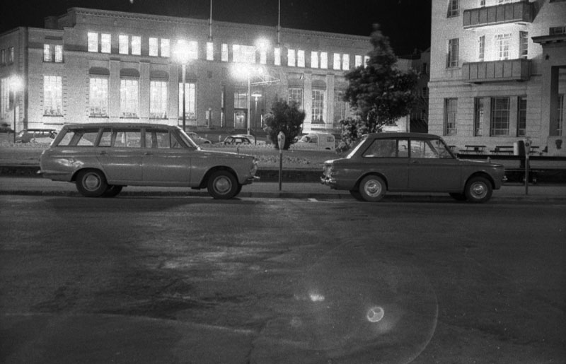 j. Civic Square at night, approx 8pm