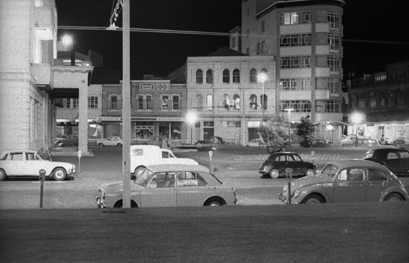 p. Civic Square at night, approx 8pm