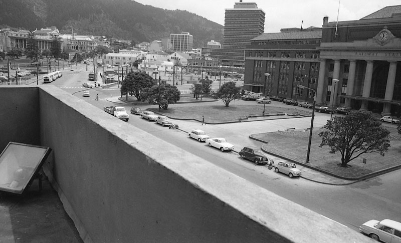 f. Front of railway station from roof of Waterloo Hotel and ground level