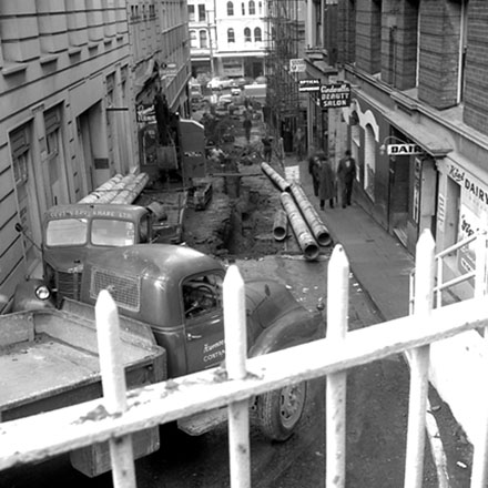 l. drainage work underway in Woodward Street