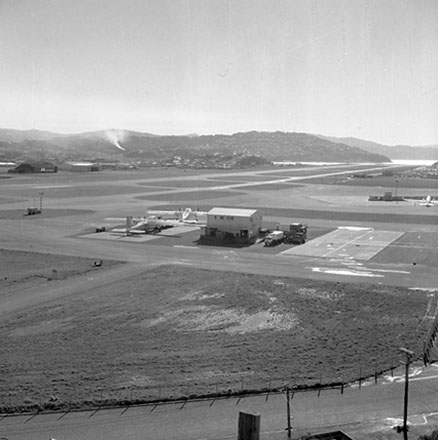 m. Elevated view of the runways and airport