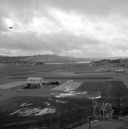 o. Elevated view of the runways and airport