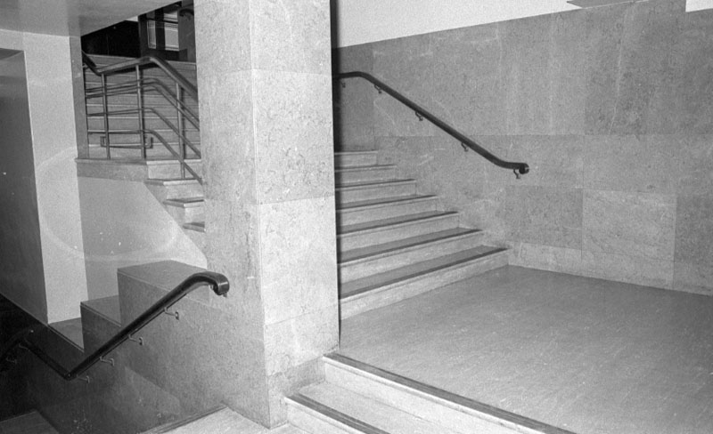 aw. Central Library, interior and exterior