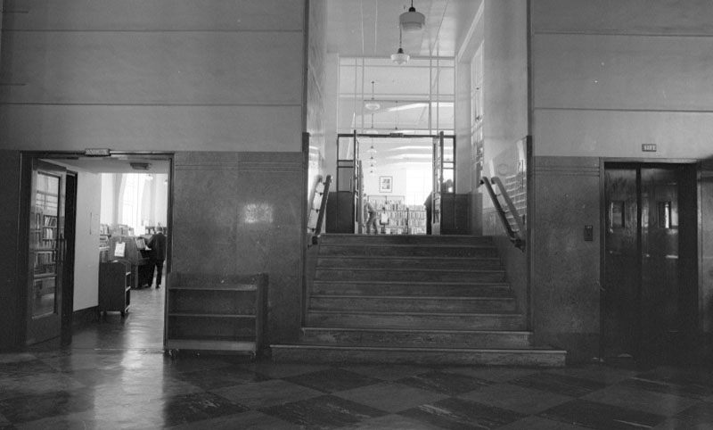p. Central Library, interior and exterior