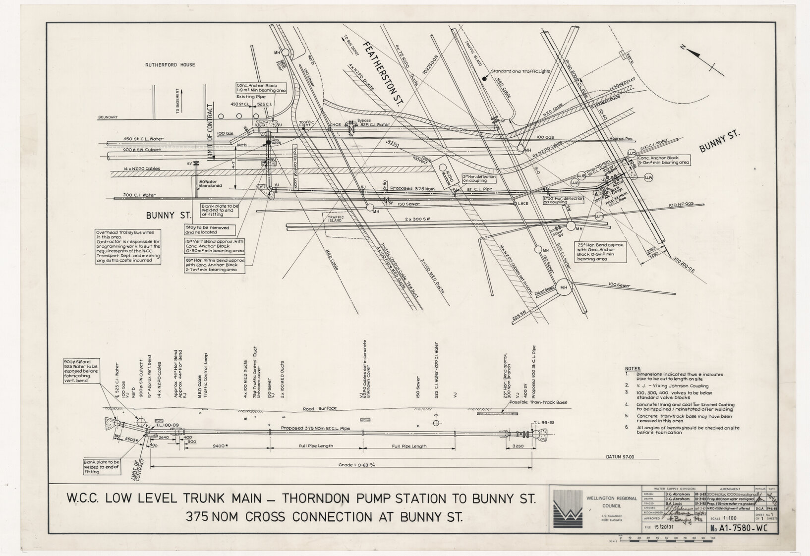 WCC Low Level Trunk Main, Thorndon Pump Station to Bunny Street 375 NOM Cross Connection at Bunny Street