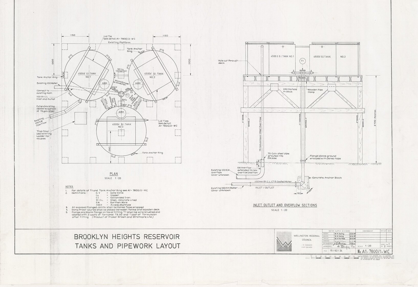 Brooklyn Heights Reservoir, Tanks and Pipework Layout