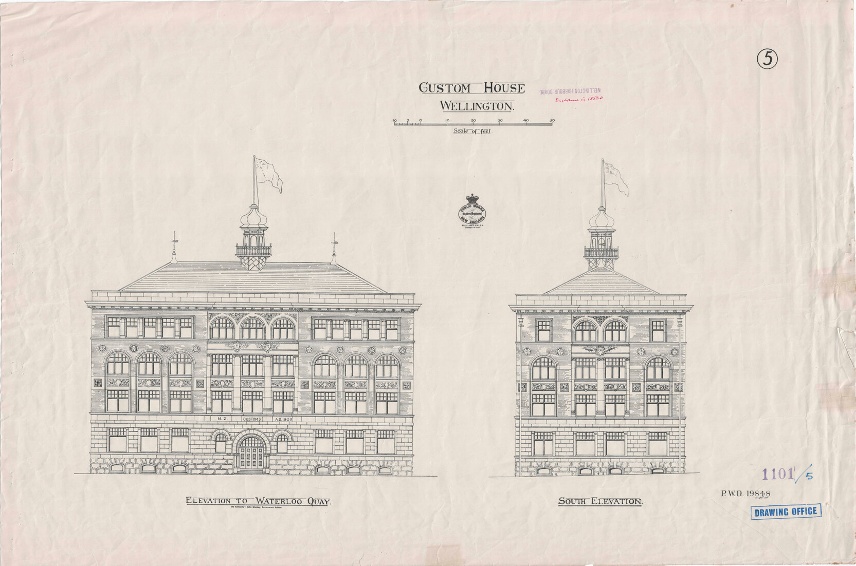 Waterloo Quay, Custom House, building sections