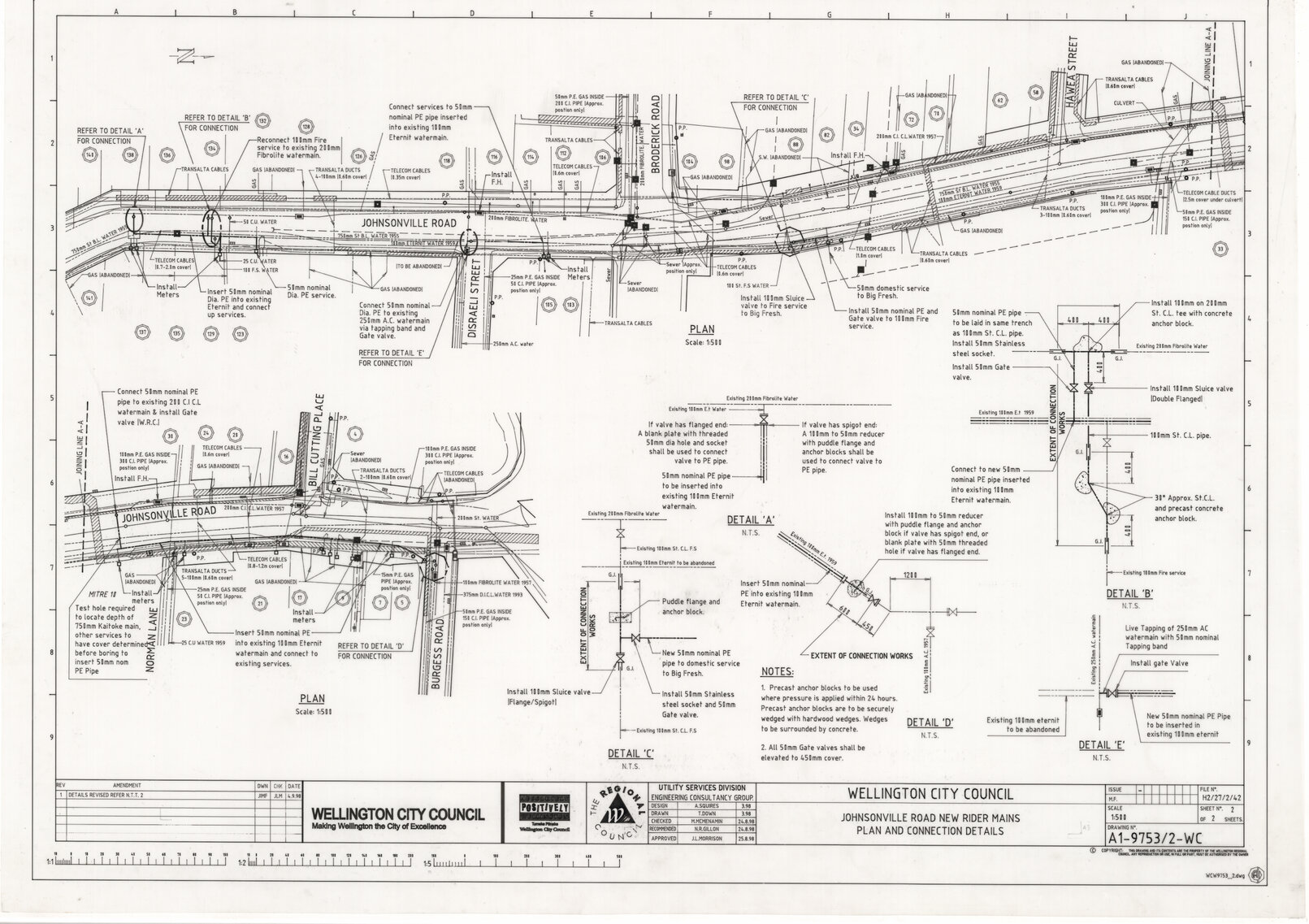 Wellington City Council, Johnsonville Road New Rider Mains, Plan and Connection Details