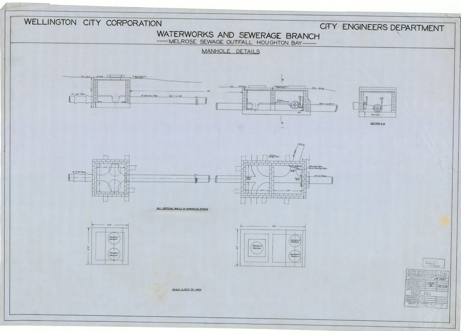 Melrose Sewerage Outfall, Houghton Bay, amended, Manhole details
