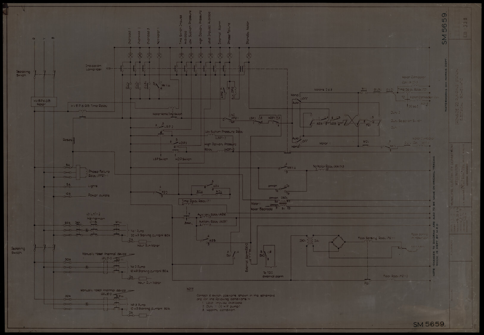 Ironside Road pumping station, Electrical schematic