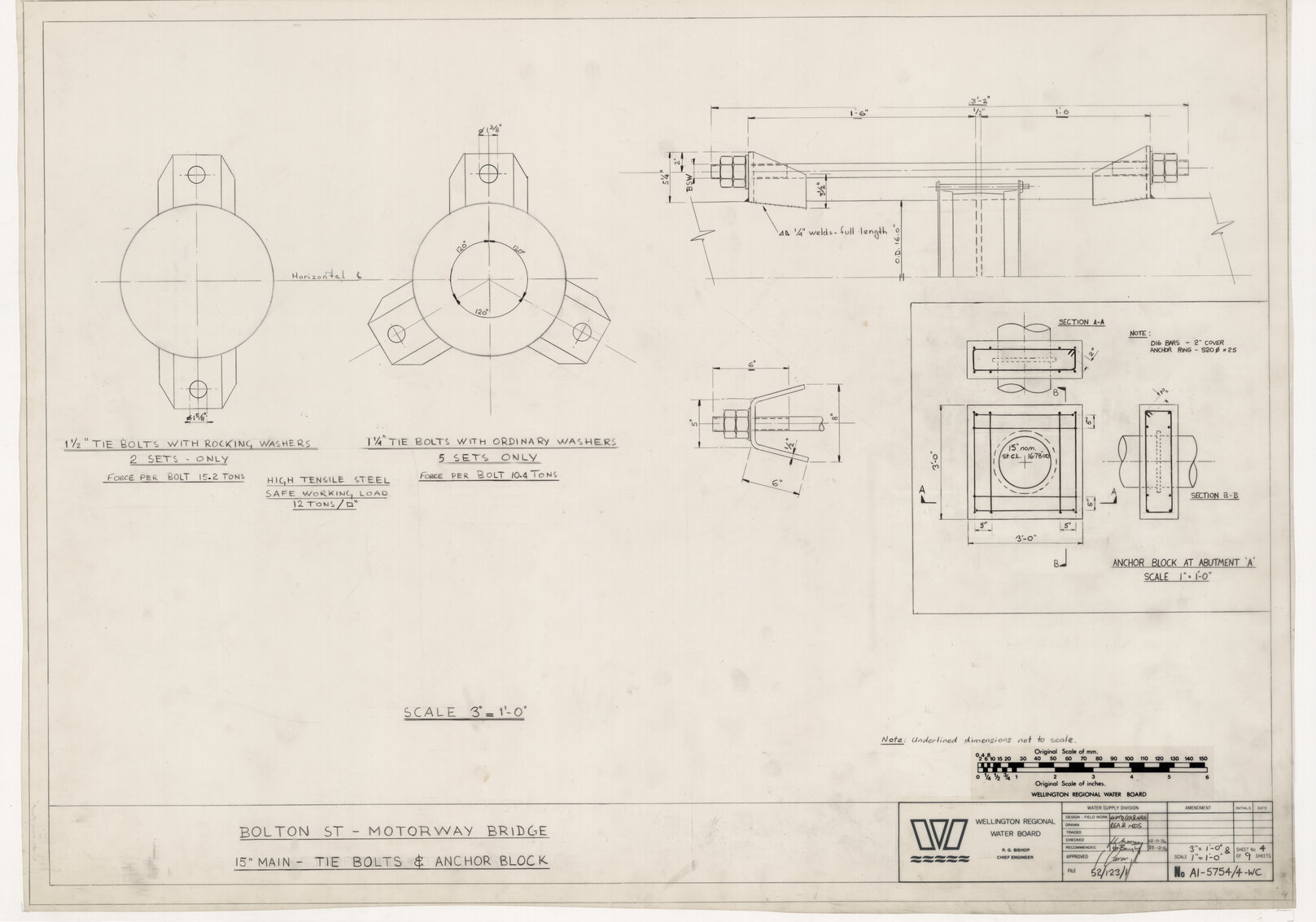 Bolton Street, Motorway Bridge, 15" Main, Tie Bolts and Anchor Block