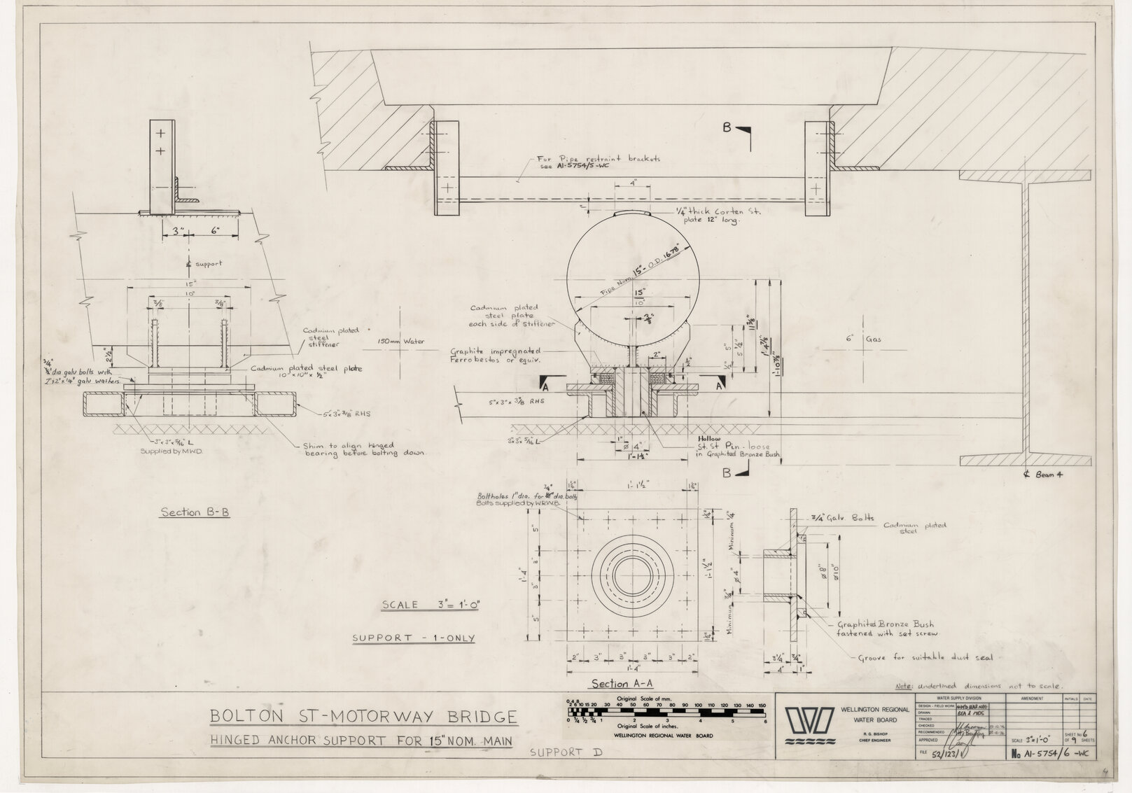 Bolton Street, Motorway Bridge, Hinged Anchor Support for 15" NOM Main