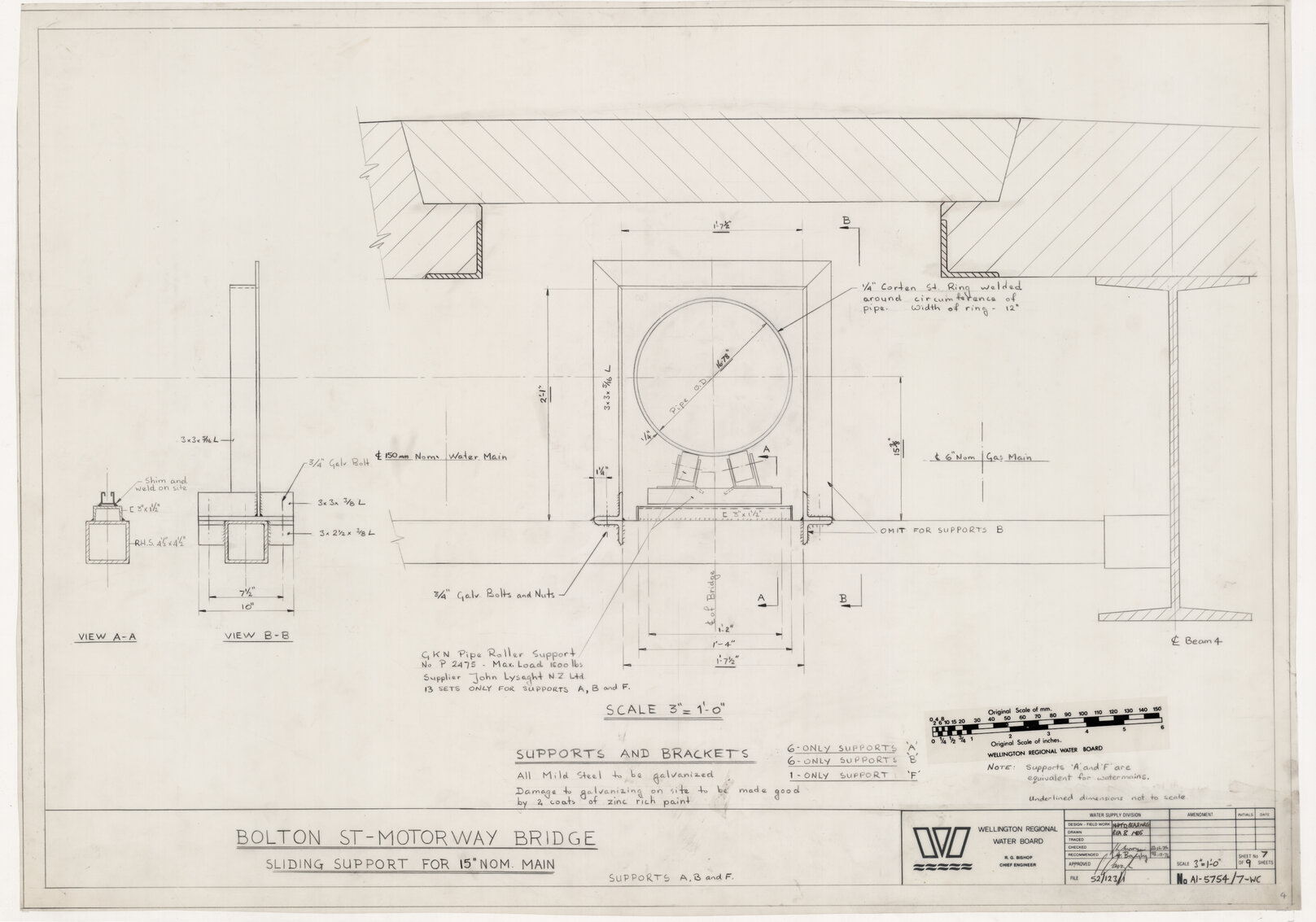 Bolton Street, Motorway Bridge, Sliding Support for 15" NOM Main