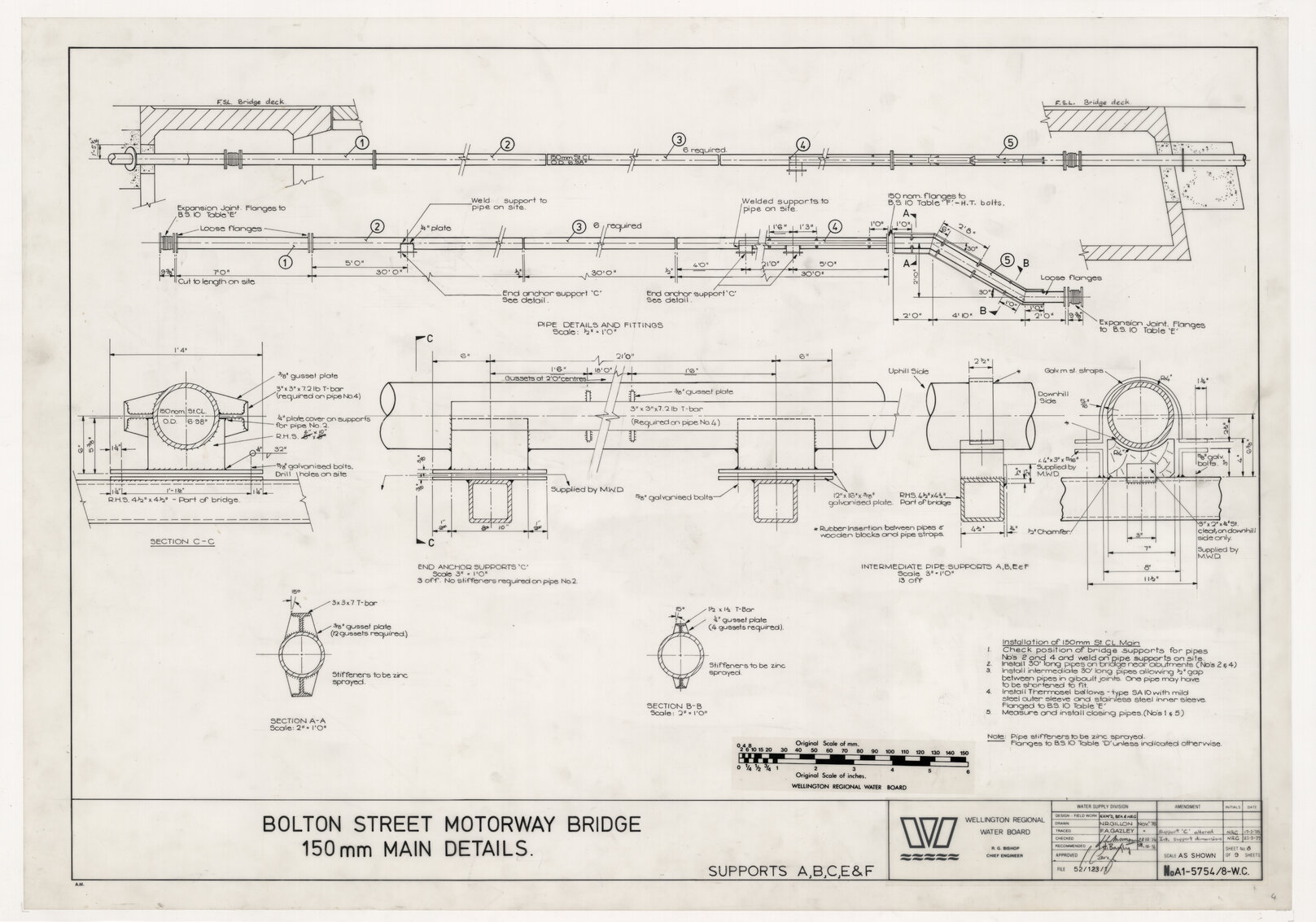 Bolton Street, Motorway Bridge, 150 mm Main Details