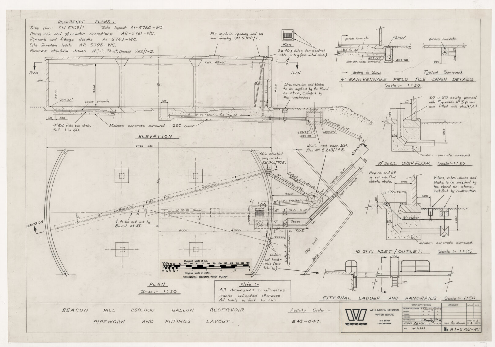 Beacon Hill 250,000 Gallon Reservoir Pipework and Fitting Layout