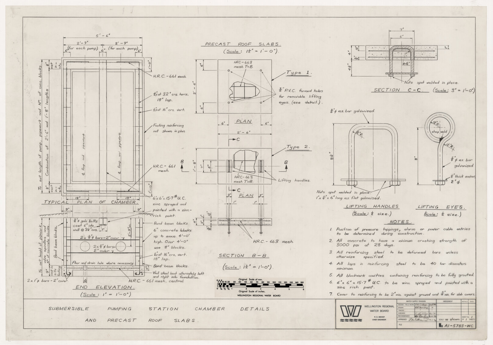 Submersible Pumping Station Chamber Details and Precast Roof Slabs