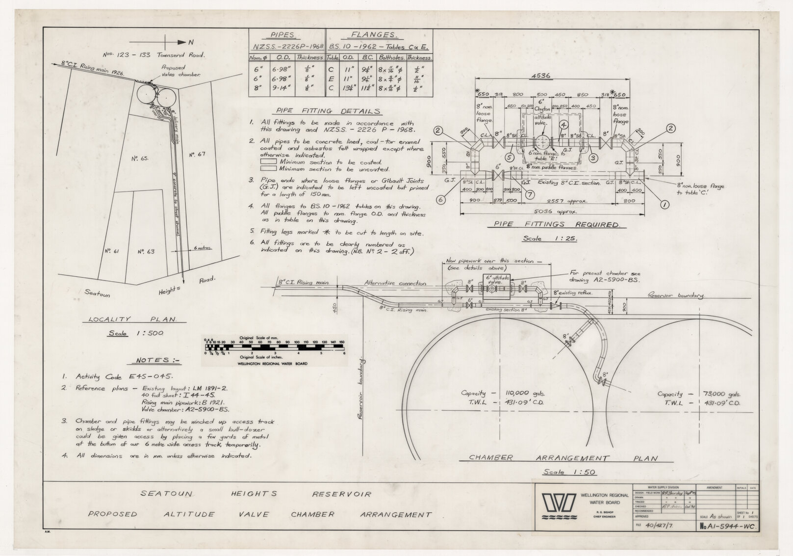 Seatoun Heights Reservoir, Proposed Altitude Valve Chamber Arrangement