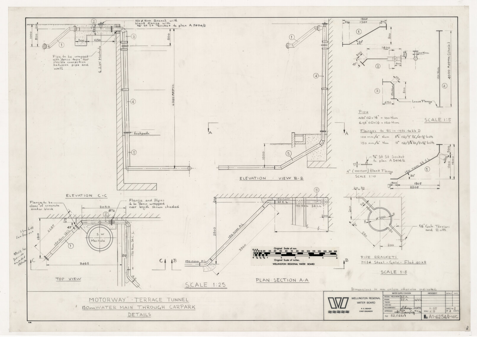 Motorway Terrace Tunnel, 150 mm Watermain through Carpark Details