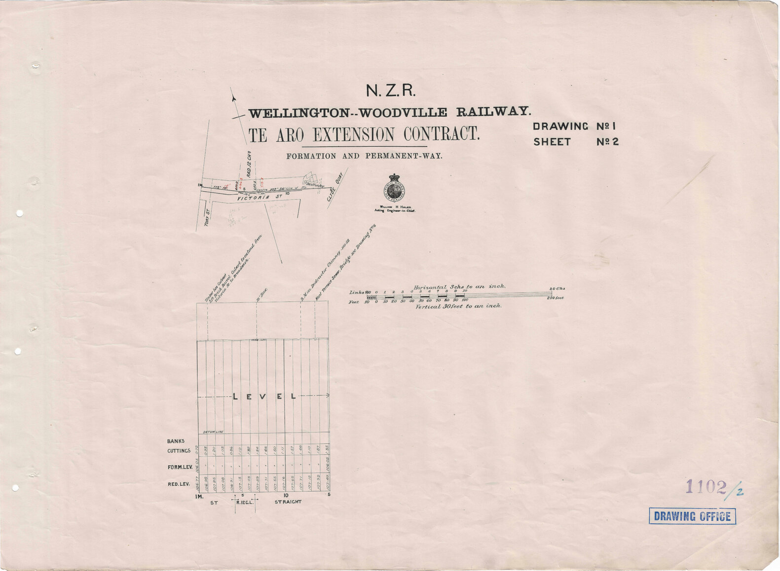 New Zealand Railways, Wellington - Woodville Railway, Te Aro Extension Contract, Formation and Permanent Way, Drawing 1 Sheet 2