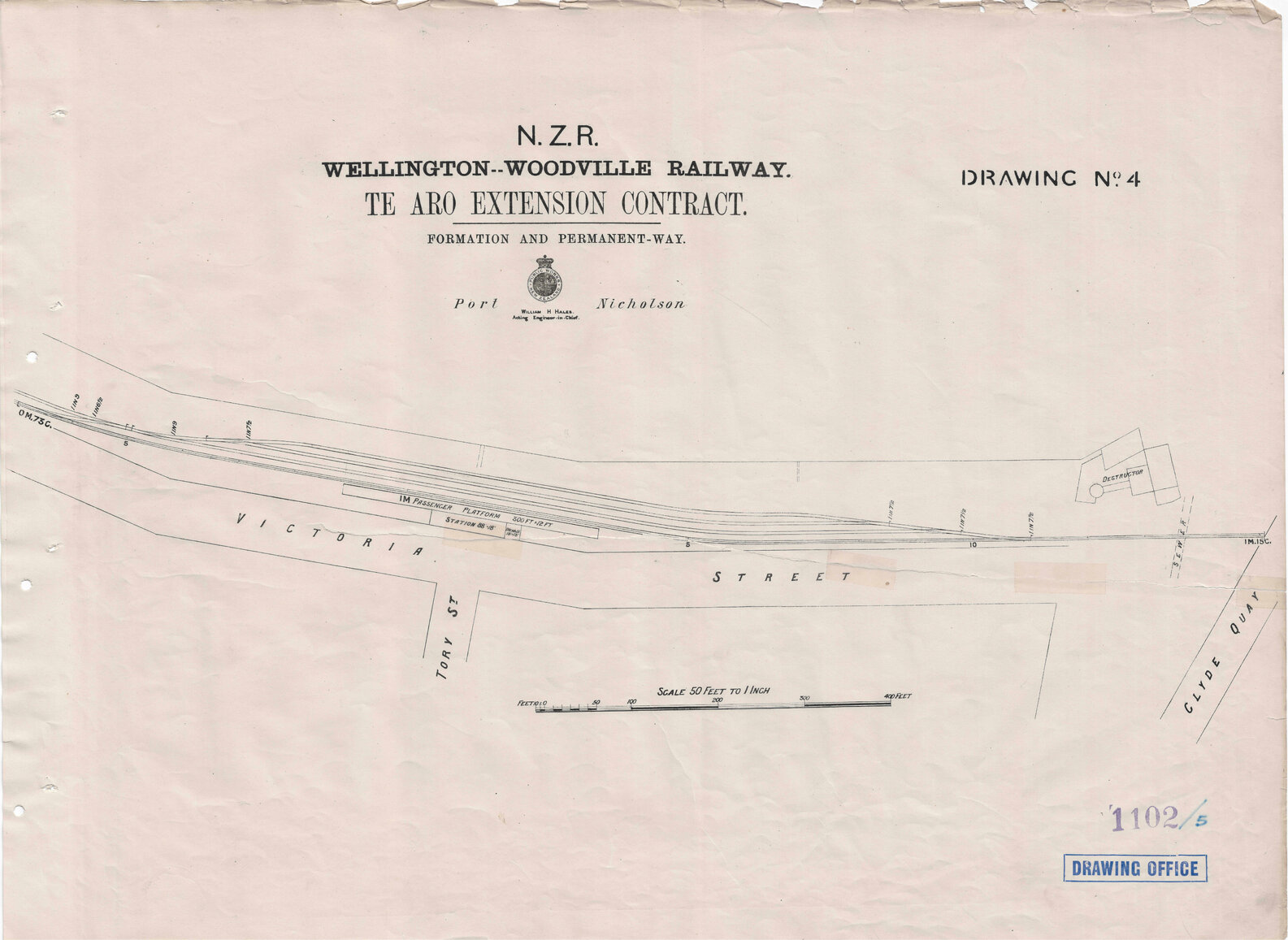 New Zealand Railways, Wellington - Woodville Railway, Te Aro Extension Contract, Formation and Permanent Way, Drawing 4