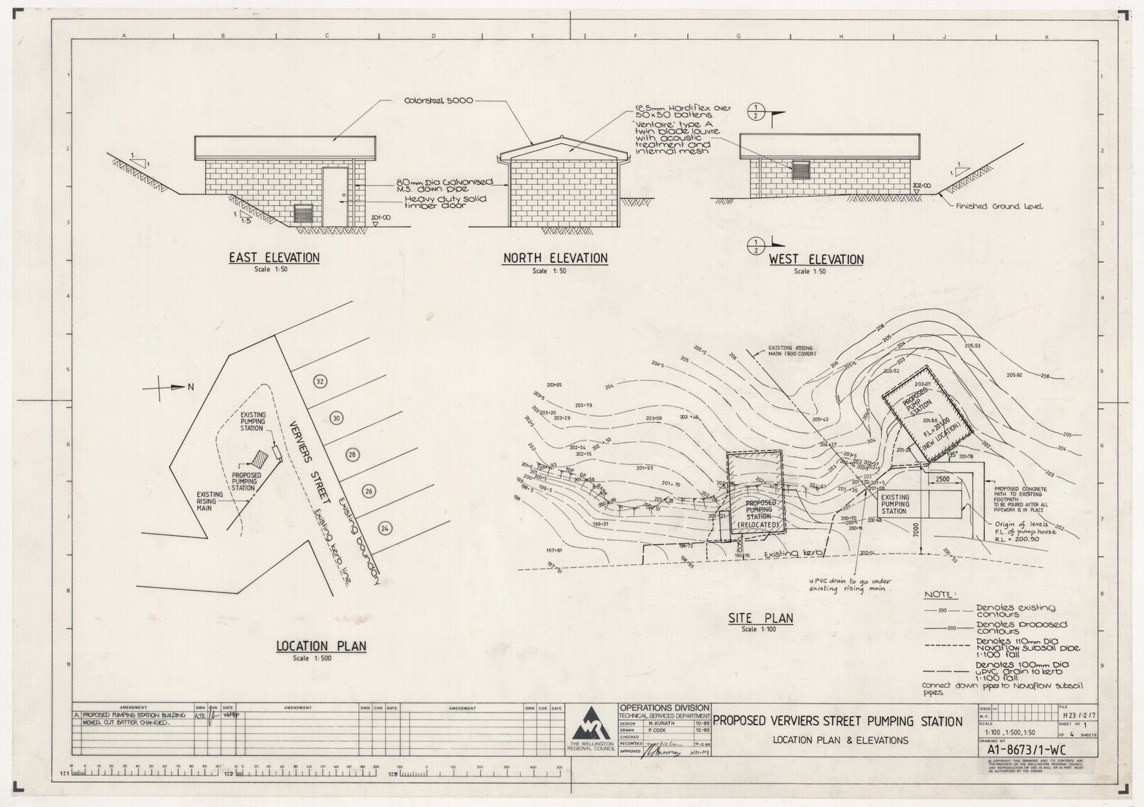Proposed Verviers Street Pumping Station, Location Plans and Elevations